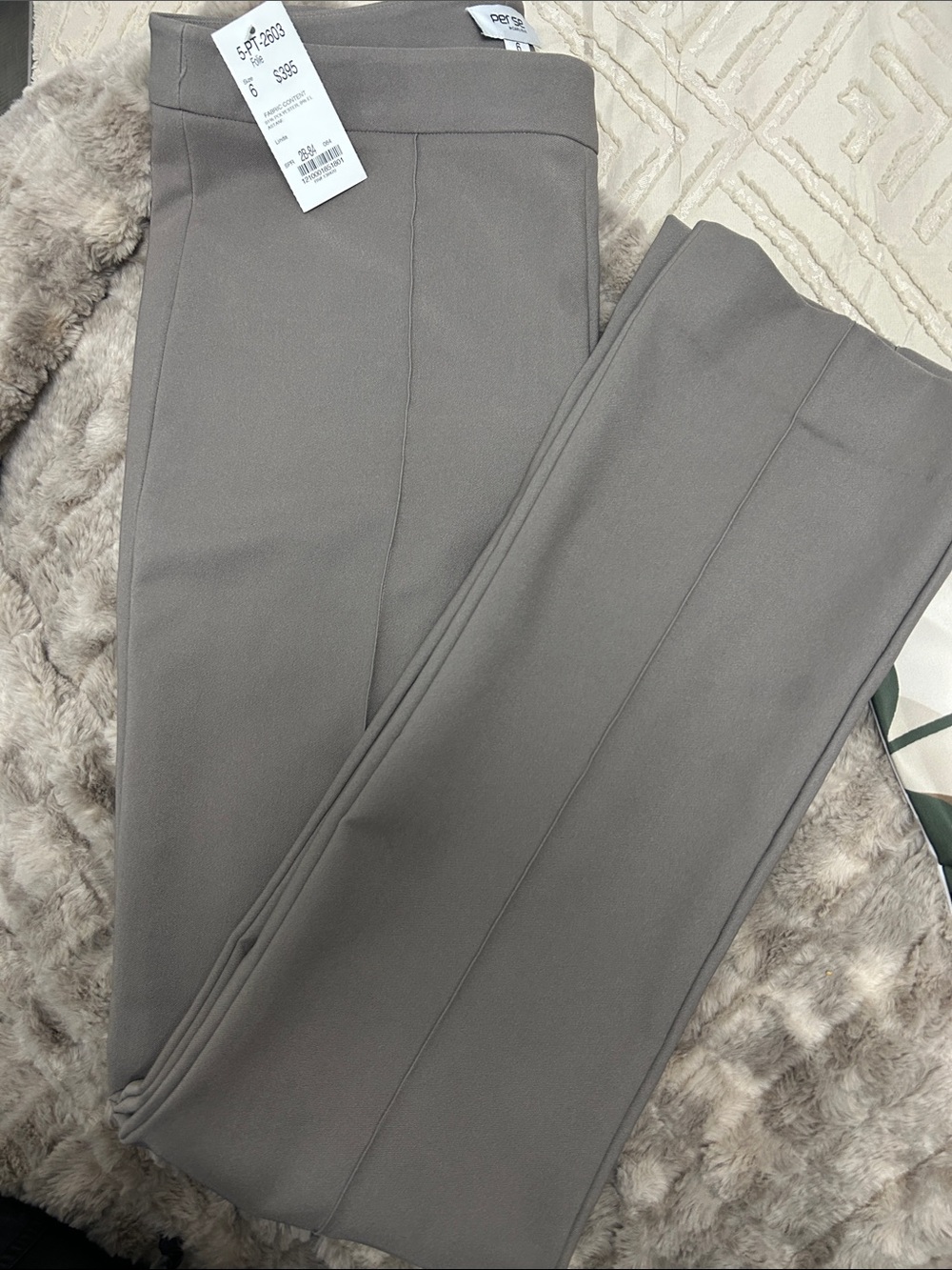 Per Se Women’s  Taupe Gray Dress Pants - Straight Leg